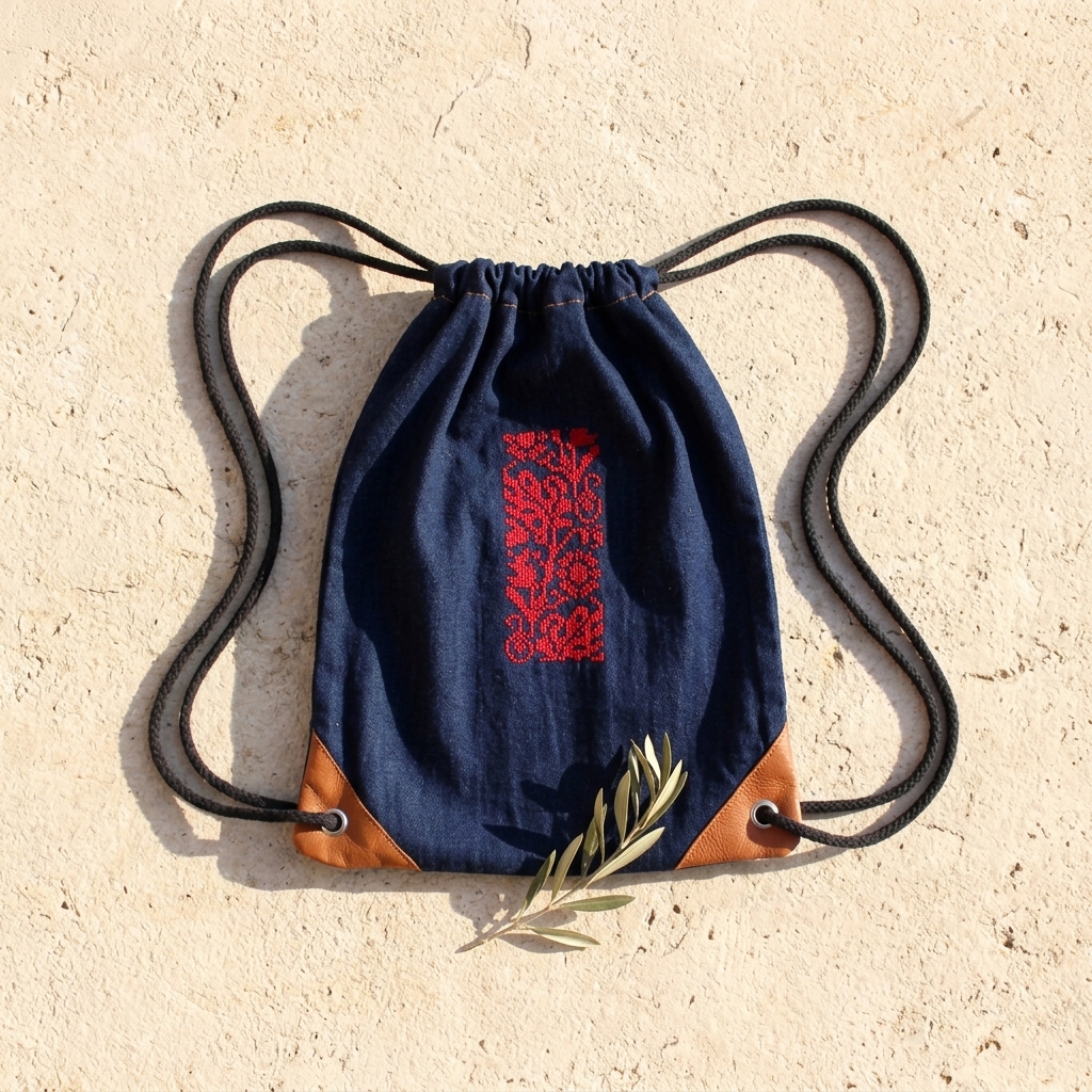 Jeans Tote Bag with Handmade Embroidery