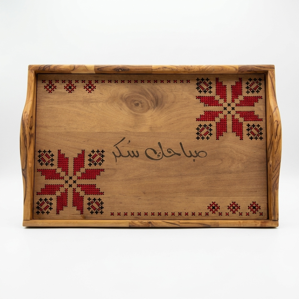 Olive wood tray, Sabahak Sukar design