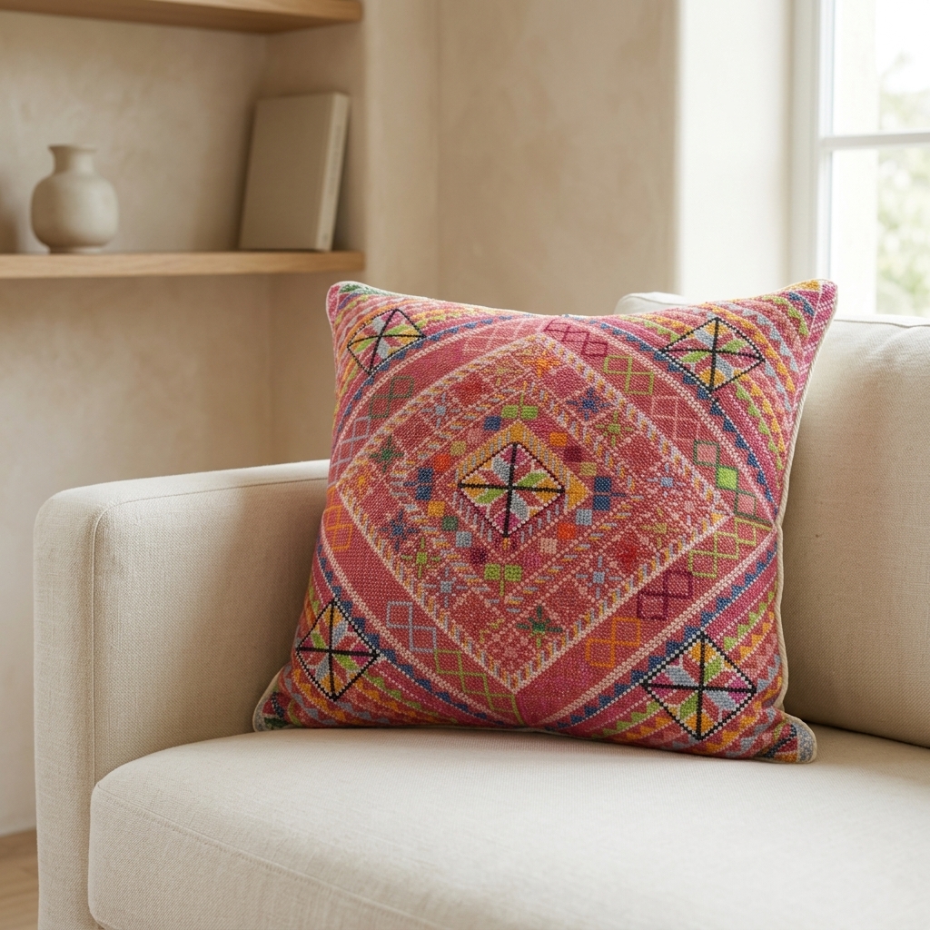 Hand-Embroidered Pillow Cover – Samid Design