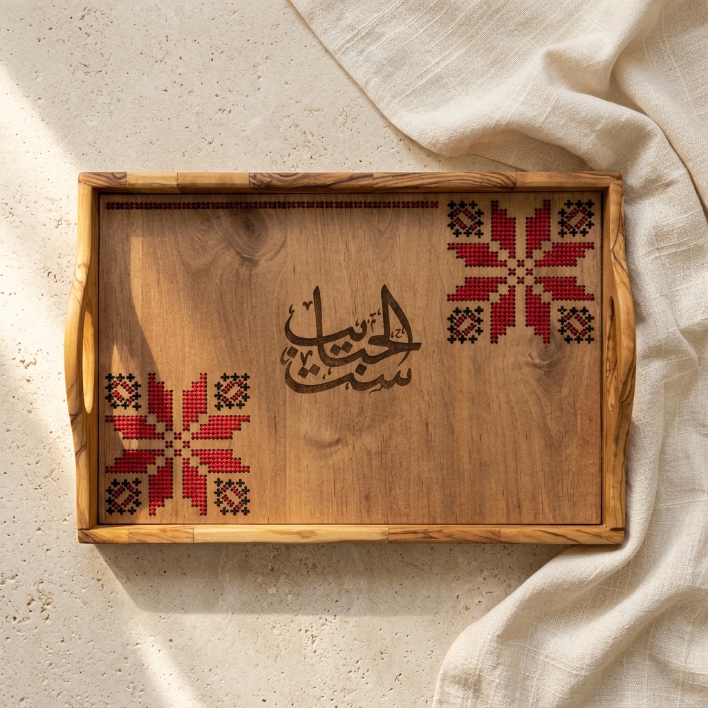 Olive wood tray, Sit Al Habayeb design