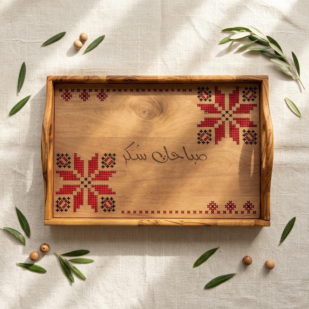 Olive wood tray, Sabahak Sukar design