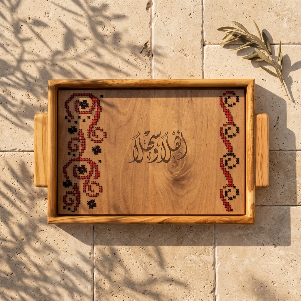 “Ahlan Wa Sahlan” Olive Wood Tray