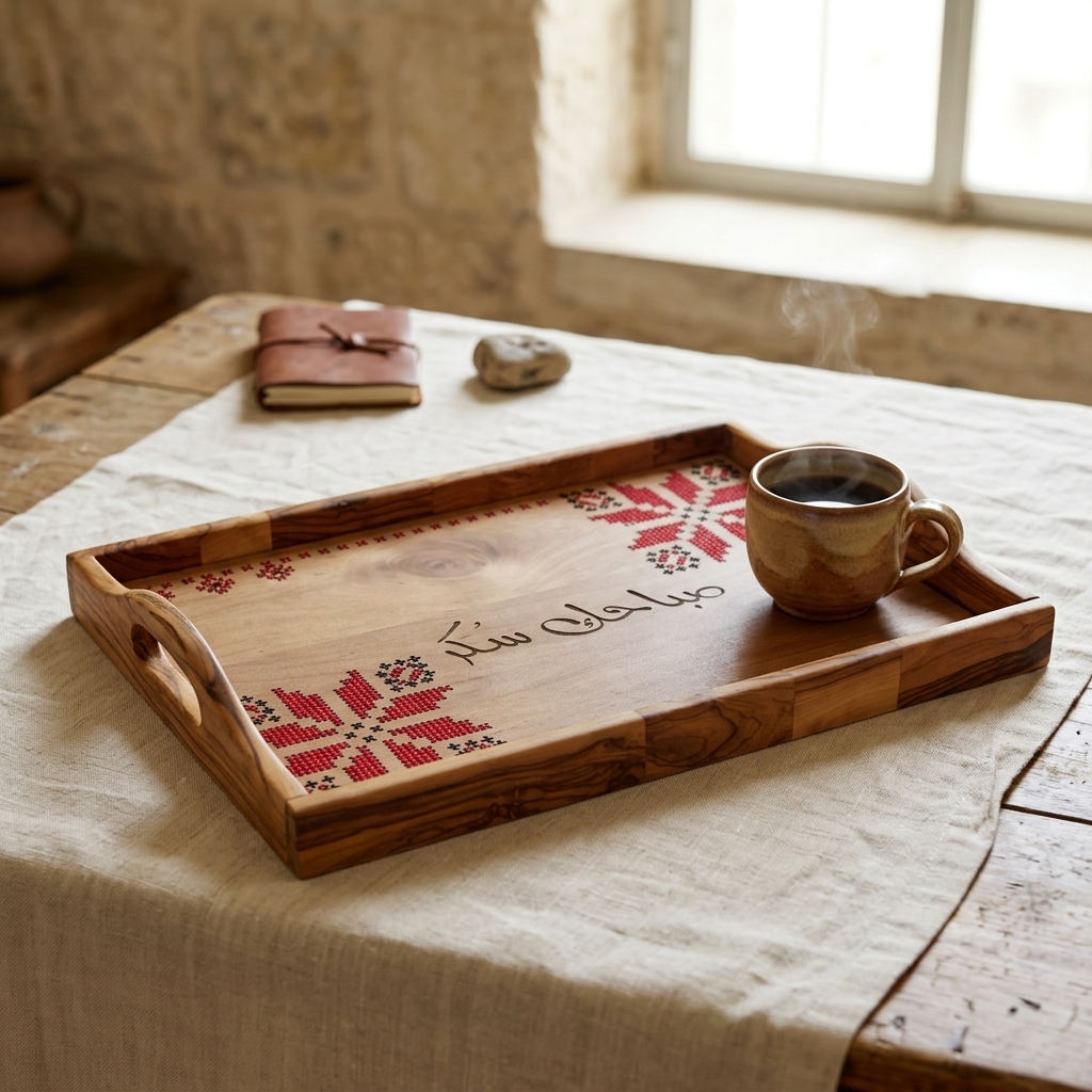 Olive wood tray, Sabahak Sukar design
