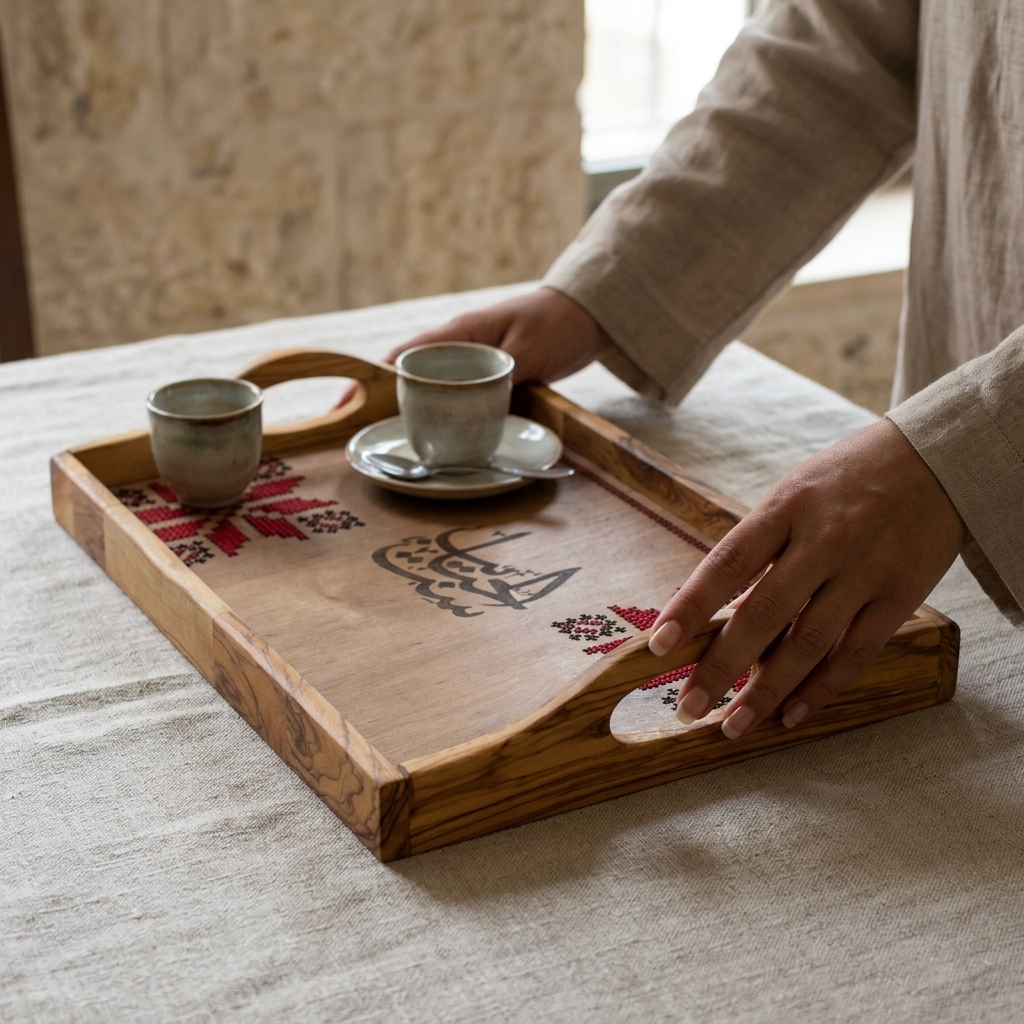 Olive wood tray, Sit Al Habayeb design