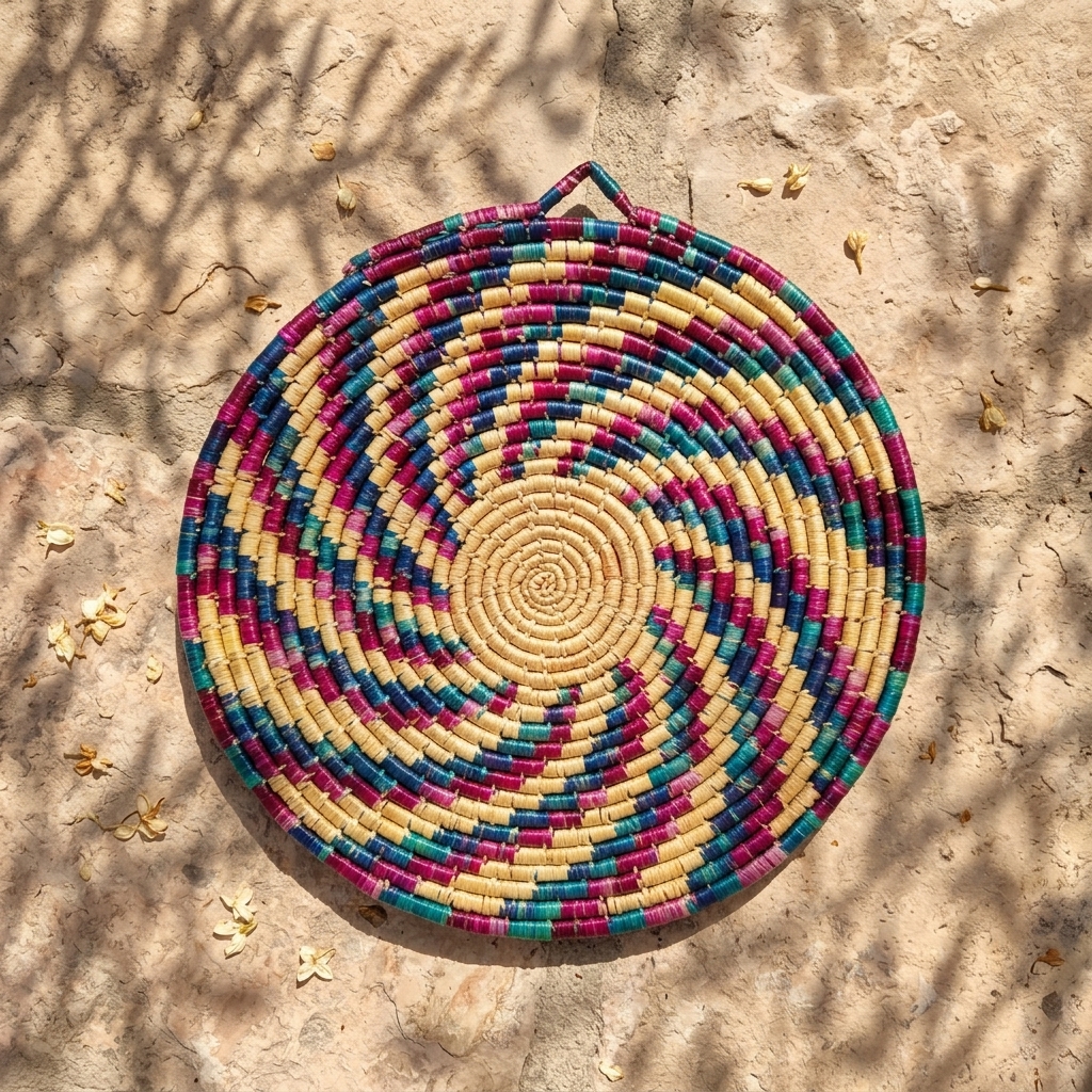 Woven Basket natural wheat straw
