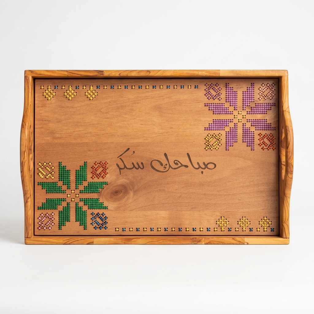 Olive wood tray, Sabahak Sukar design