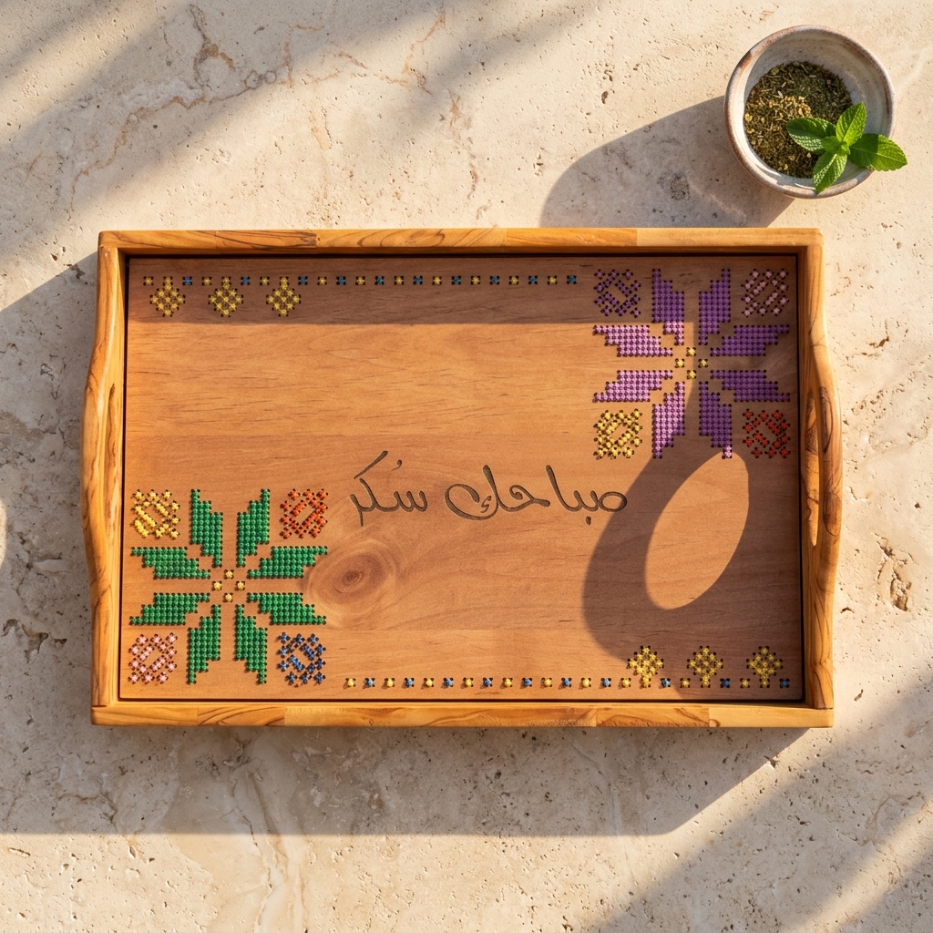 Olive wood tray, Sabahak Sukar design