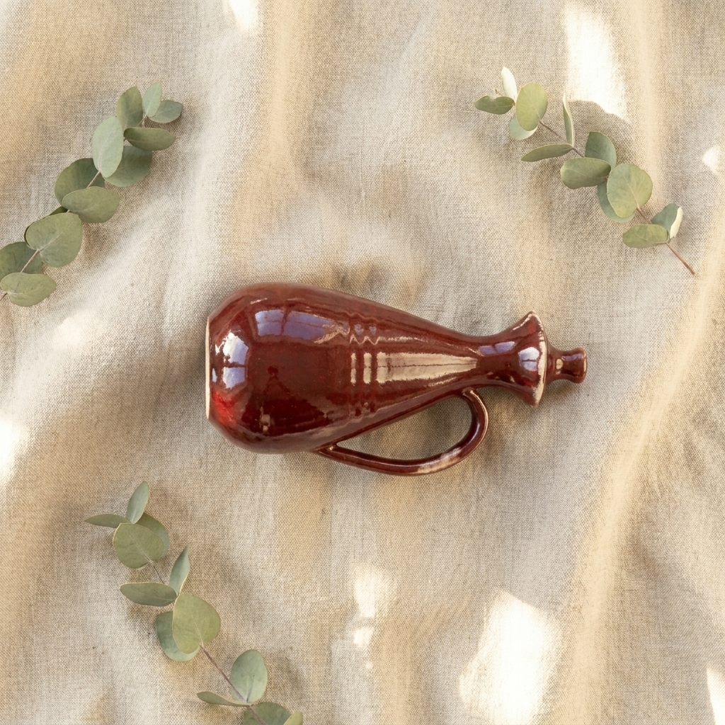 Small Dark Red Ceramic Oil Pitcher