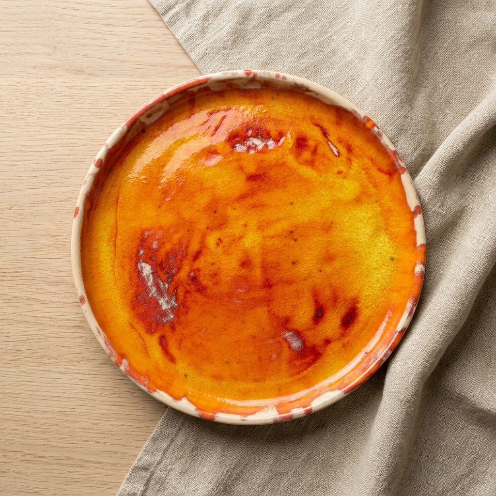 Handmade Ceramic Plate 26 cm – Unique Orange Glazed Dish